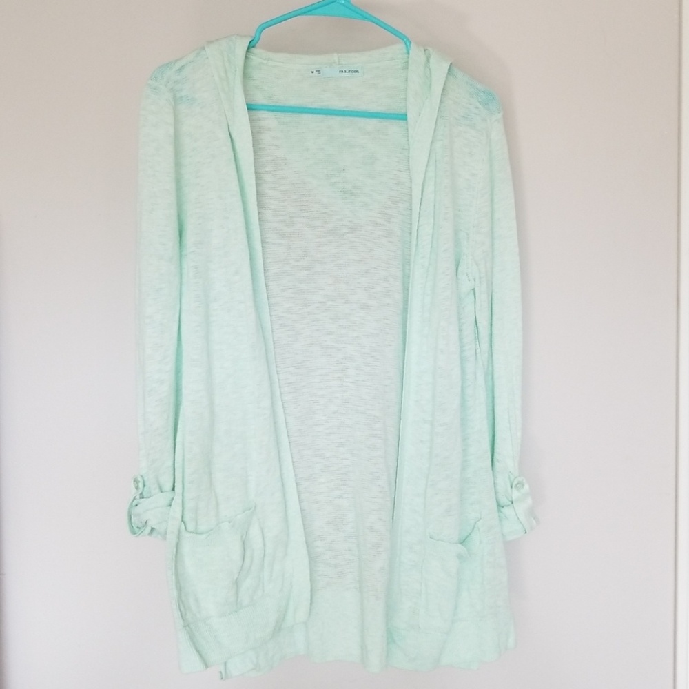 Light teal cardigan